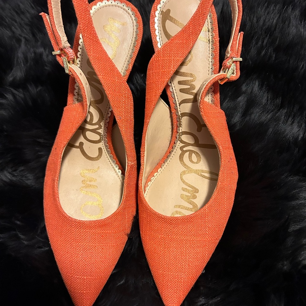 Sam Edelman orange sling back heels size 7 1/2
